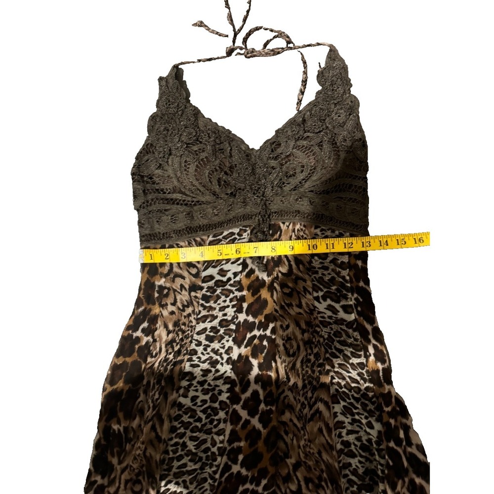 Cache Silk Leopard Midi babydoll Dress 6 Y2K Vintage Animal Print Fairycore - Picture 5 of 7
